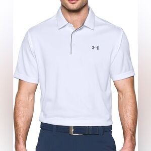 Under Armour Men's White and Gray Polo Shirt